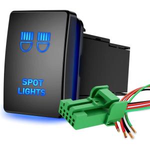 imageNilight Spot Lights Push Button Switch 12V ON Off with Connector Wire Kit 128quot x 087quot Replacement for Toyota Sequoia Highlander Tacoma Tundra 4Runner RAVR YarisSPOT LIGHTS