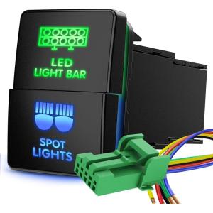 imageNilight Spot Lights Push Button Switch 12V ON Off with Connector Wire Kit 128quot x 087quot Replacement for Toyota Sequoia Highlander Tacoma Tundra 4Runner RAVR YarisLED Light Bar  Spot Lights