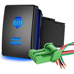 imageNilight Spot Lights Push Button Switch 12V ON Off with Connector Wire Kit 128quot x 087quot Replacement for Toyota Sequoia Highlander Tacoma Tundra 4Runner RAVR YarisROOF LIGHTS