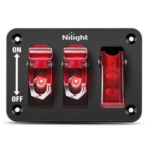 imageNilight Start Engine Button 12V DC 50A SPST on Off Momentary Switch Red Car Start Engine Button Stater Push Start Ignition Switch for Racing Sport Cars Trucks 2 Years WarrantyRed 3 Gang