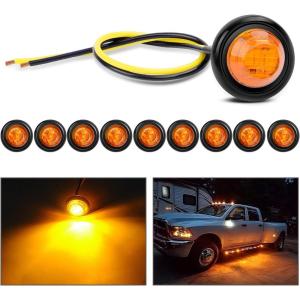 imageNilight TL03 10 PCS 34 Round Clearance LED Front Rear Side Indicator Bullet Marker Light for Truck RV Car Bus Trailer Van Caravan Boat 12V Amber10pcs Amber