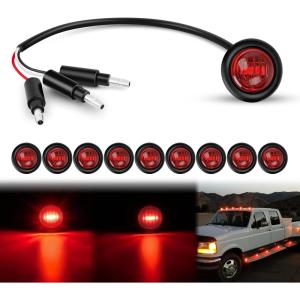 imageNilight TL03 10 PCS 34 Round Clearance LED Front Rear Side Indicator Bullet Marker Light for Truck RV Car Bus Trailer Van Caravan Boat 12V Amber10pcs 3Pin Red