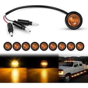 imageNilight TL03 10 PCS 34 Round Clearance LED Front Rear Side Indicator Bullet Marker Light for Truck RV Car Bus Trailer Van Caravan Boat 12V Amber10pcs 3Pin Amber