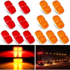 imageNilight TL03 10 PCS 34 Round Clearance LED Front Rear Side Indicator Bullet Marker Light for Truck RV Car Bus Trailer Van Caravan Boat 12V Amber14Pcs Amber Red