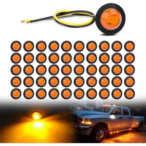 imageNilight TL03 10 PCS 34 Round Clearance LED Front Rear Side Indicator Bullet Marker Light for Truck RV Car Bus Trailer Van Caravan Boat 12V Amber50Pcs Amber