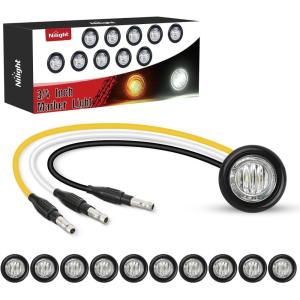 imageNilight TL03 10 PCS 34 Round Clearance LED Front Rear Side Indicator Bullet Marker Light for Truck RV Car Bus Trailer Van Caravan Boat 12V AmberAmber White 10Pcs