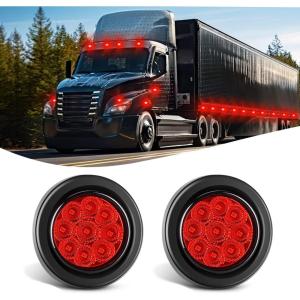 imageNilight TL03 10 PCS 34 Round Clearance LED Front Rear Side Indicator Bullet Marker Light for Truck RV Car Bus Trailer Van Caravan Boat 12V AmberRed 2Pcs 9LED