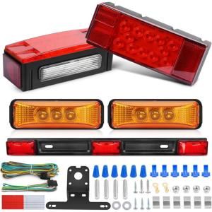 imageNilight TL20 2PCS Submersible Kit Low Profile Rectangular LED Stop Tail Turn Signal Side Marker Light on 12V RV Pickup Trucks Marine Boats Trailers 2 Years WarrantyRed White BlackTrailer Light wMarker Lights wID Bar