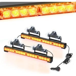 imageNilight Traffic Advisor Emergency Strobe Light Bar 2 In 1 17Inch 32LED 23 Flash Patterns Directional Safety Warning Lights with Cigar Lighter on Trucks Police Construction VehiclesAmber