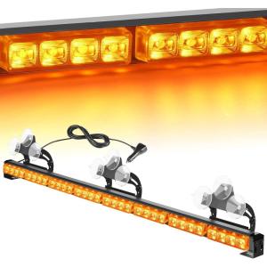 imageNilight Traffic Advisor Emergency Strobe Light Bar 35Inch 32LED 21 Flash Patterns Directional Safety Warning Lights with Cigar Lighter on Trucks Police Cars Construction VehiclesAmber