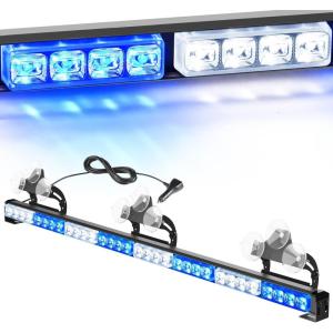 imageNilight Traffic Advisor Emergency Strobe Light Bar 35Inch 32LED 21 Flash Patterns Directional Safety Warning Lights with Cigar Lighter on Trucks Police Cars Construction VehiclesBlue Mix White