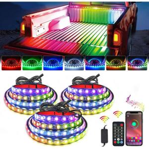 imageNilight Truck Bed Light Strip RGBIC LED Bar for Pickup Multi Dream Color DIY Music Synchronous with APP and RF Remote Control 3PCS 60 inch Cargo LightingRGBIC