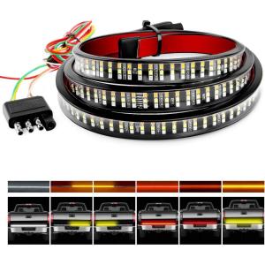 imageNilight Truck Tailgate Light Strip 48quot Aluminum Frame Triple Row 780 LED Strip with Red Running Brake Lights White Reverse Amber Sequential Turn Signals Strobe Lights2 Years Warranty60 Light Strip
