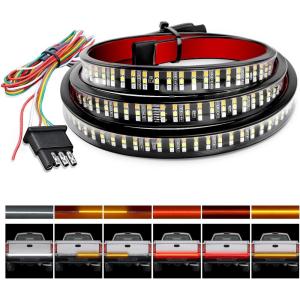 imageNilight Truck Tailgate Light Strip 48quot Aluminum Frame Triple Row 780 LED Strip with Red Running Brake Lights White Reverse Amber Sequential Turn Signals Strobe Lights2 Years Warranty48 Light Strip