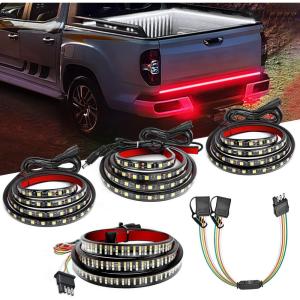 imageNilight Truck Tailgate Light Strip 48quot Aluminum Frame Triple Row 780 LED Strip with Red Running Brake Lights White Reverse Amber Sequential Turn Signals Strobe Lights2 Years Warranty60 LightBed Light StripYSplitter