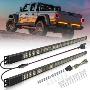 imageNilight Truck Tailgate Light Strip 48quot Aluminum Frame Triple Row 780 LED Strip with Red Running Brake Lights White Reverse Amber Sequential Turn Signals Strobe Lights2 Years Warranty2Pcs 28 Aluminum Frame LED Strip