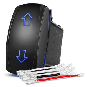 imageNilight Turn Signal Switch Blue 4Pin ONOffON Laser Etched SPDT Toggle Rocker Switches 12V 20A 24V 10A Jumper Wires for Cars RVs Campers TrailersARROWS