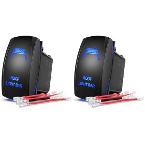 imageNilight Turn Signal Switch Blue 4Pin ONOffON Laser Etched SPDT Toggle Rocker Switches 12V 20A 24V 10A Jumper Wires for Cars RVs Campers TrailersROOF LIGHT BAR Pack of 2