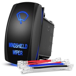 imageNilight Turn Signal Switch Blue 4Pin ONOffON Laser Etched SPDT Toggle Rocker Switches 12V 20A 24V 10A Jumper Wires for Cars RVs Campers TrailersWINDSHIELD WIPER
