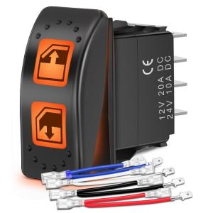 imageNilight UTV Driving Lights Rocker Switch On Off 5 PIN SPST LED Light Bar Switches with Orange Backlit 12V 24V Toggle with Jumper Wires Set for ATVs UTVs Cars Trucks RVsPower Window 8PIN
