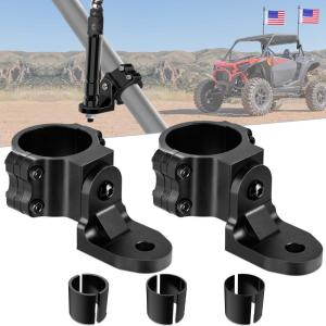 imageNilight UTV Flag Antenna Mount Whip Light Mounting Bracket Black Adjustable Heavy Duty for 15 to 175inch 175 to 2inch for Polaris RZR Ranger Can Am Maverick X3 Talon 2 Years WarrantyFor Round Cages Black 2Pcs