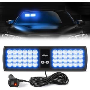imageNilight White 48LED Visor Strobe Lights Interior Windshield Emergency Warning Light Super Bright for Police Enforcement Firefighters Vehicle TrucksBlue