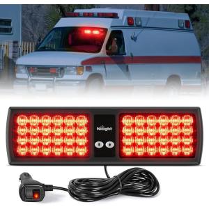 imageNilight White 48LED Visor Strobe Lights Interior Windshield Emergency Warning Light Super Bright for Police Enforcement Firefighters Vehicle TrucksRed