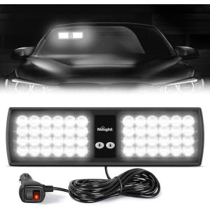imageNilight White 48LED Visor Strobe Lights Interior Windshield Emergency Warning Light Super Bright for Police Enforcement Firefighters Vehicle TrucksWhite