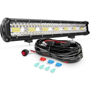 imageNilight ZH409 20 Inch 420W Triple Row Flood Spot Combo 42000LM LED Light Bar with Heavy Duty OffRoad Wiring Harness 2 Years Warranty WhiteWhite Light  Wiring Harness