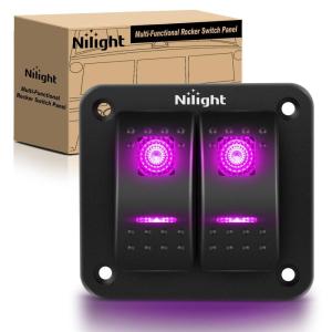 imageNilight90111F 6 Gang Aluminum Rocker Switch Panel Toggle Dash 5 Pin ONOff PreWired Rocker Switch Blue Backlit Switch for Automotive Car Marine Boat RV2 Years WarrantyPurple