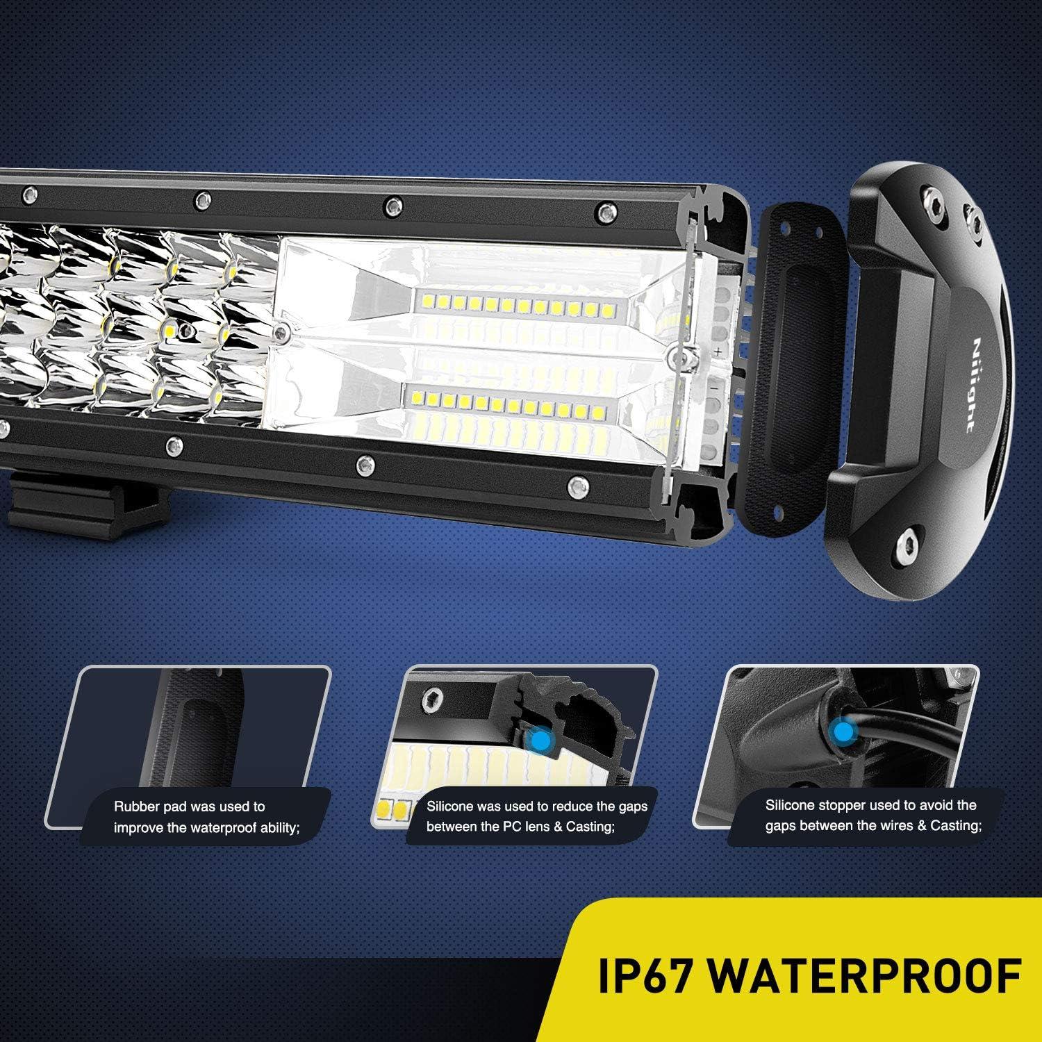 imageNilight  18003CA 15Inch Triple Row Lights 216W 21600LM Flood Spot Combo Beam LED Light Bar Driving Boat Super Bright Led Off Road Trucks