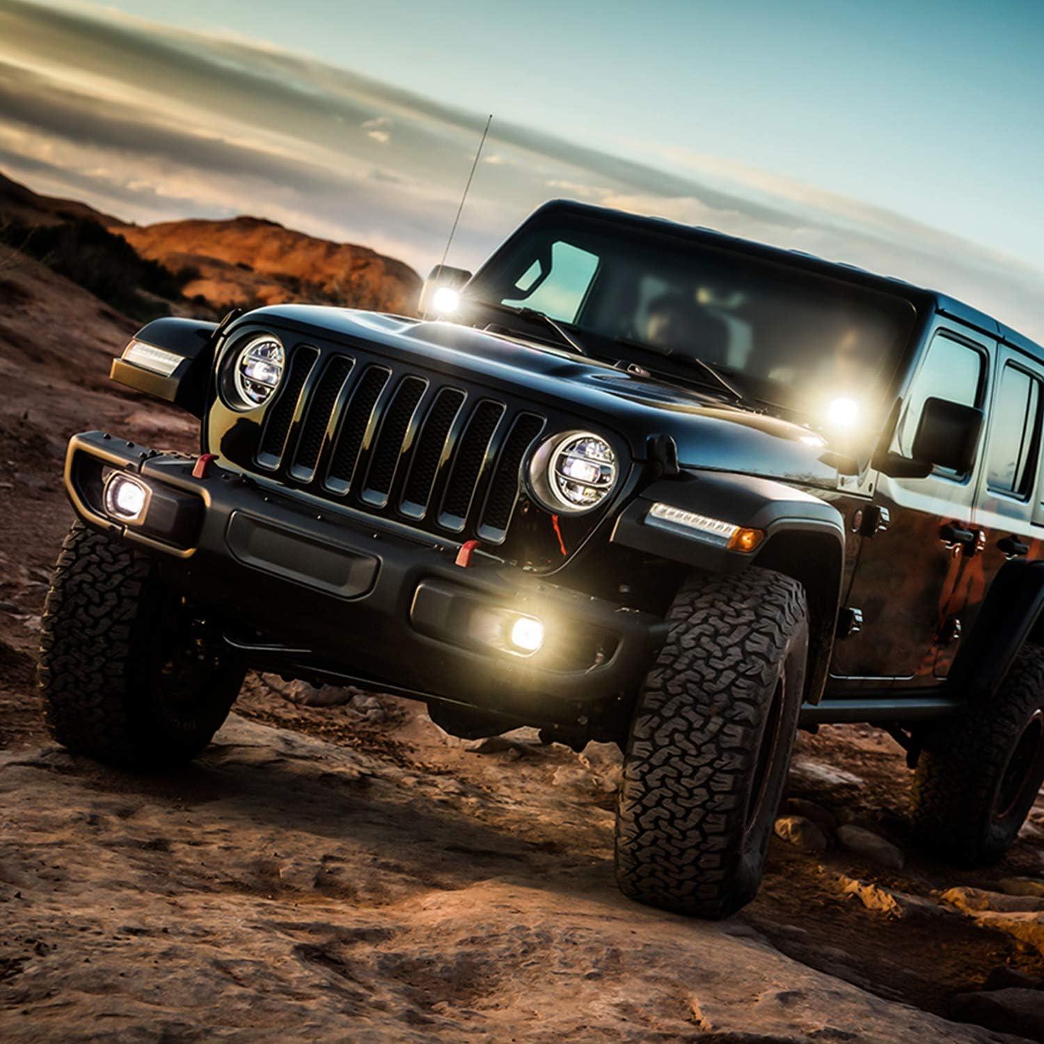 imageNilight  ZH416 4PCS 4Inch 60W Triple Row Flood Spot Combo 6000LM LED Pods Light Bar Driving Boat Led Off Road Lights with 16AWG Wiring Harness4 Leads