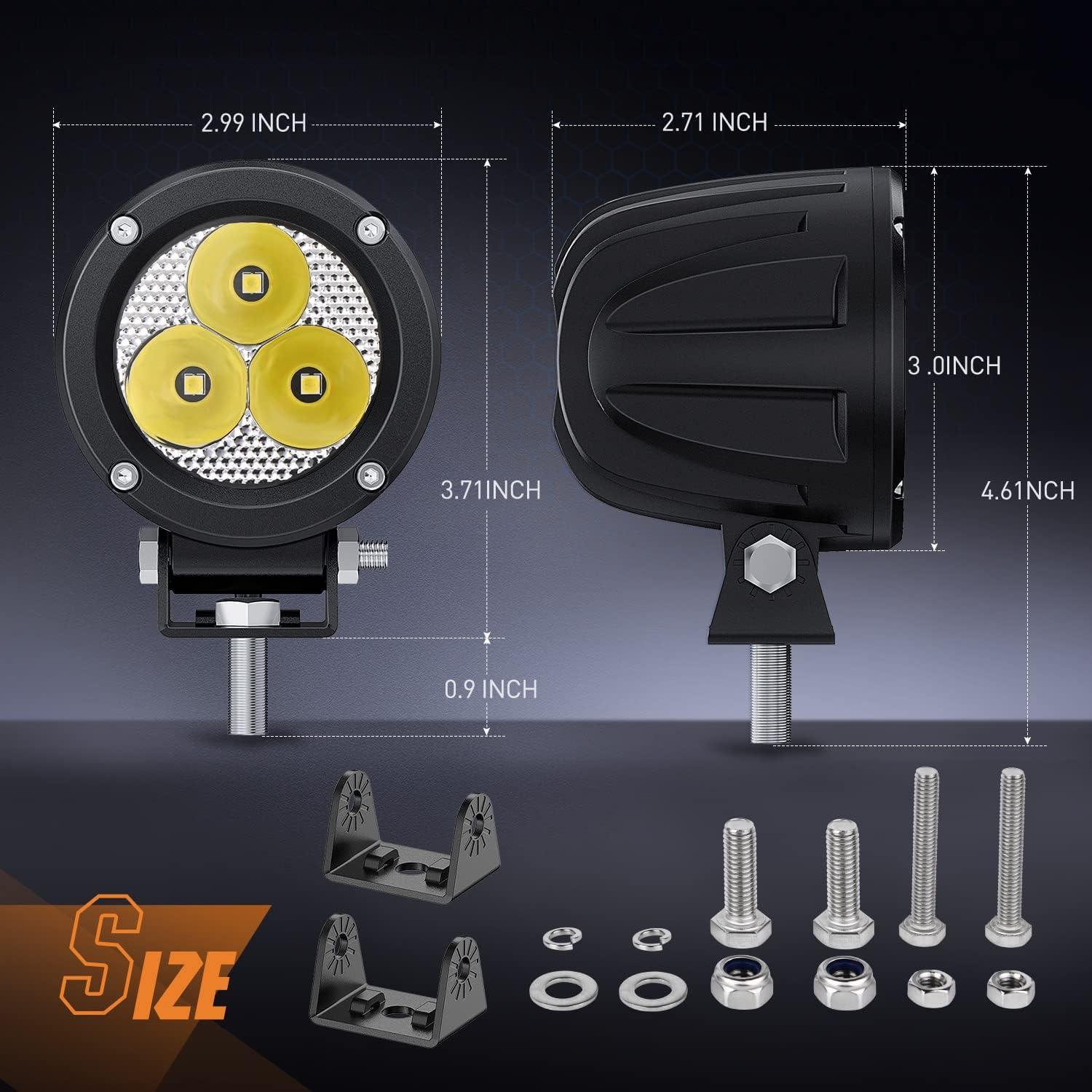 imageNilight 3Inch Round Motorcycle Led Light Pods 2PCS Spot Led Fog Light 1550LM Builtin EMC Offroad Driving Auxiliary Ditch Light for Motorbike SUV ATV Truck Boat Tractor Forklift