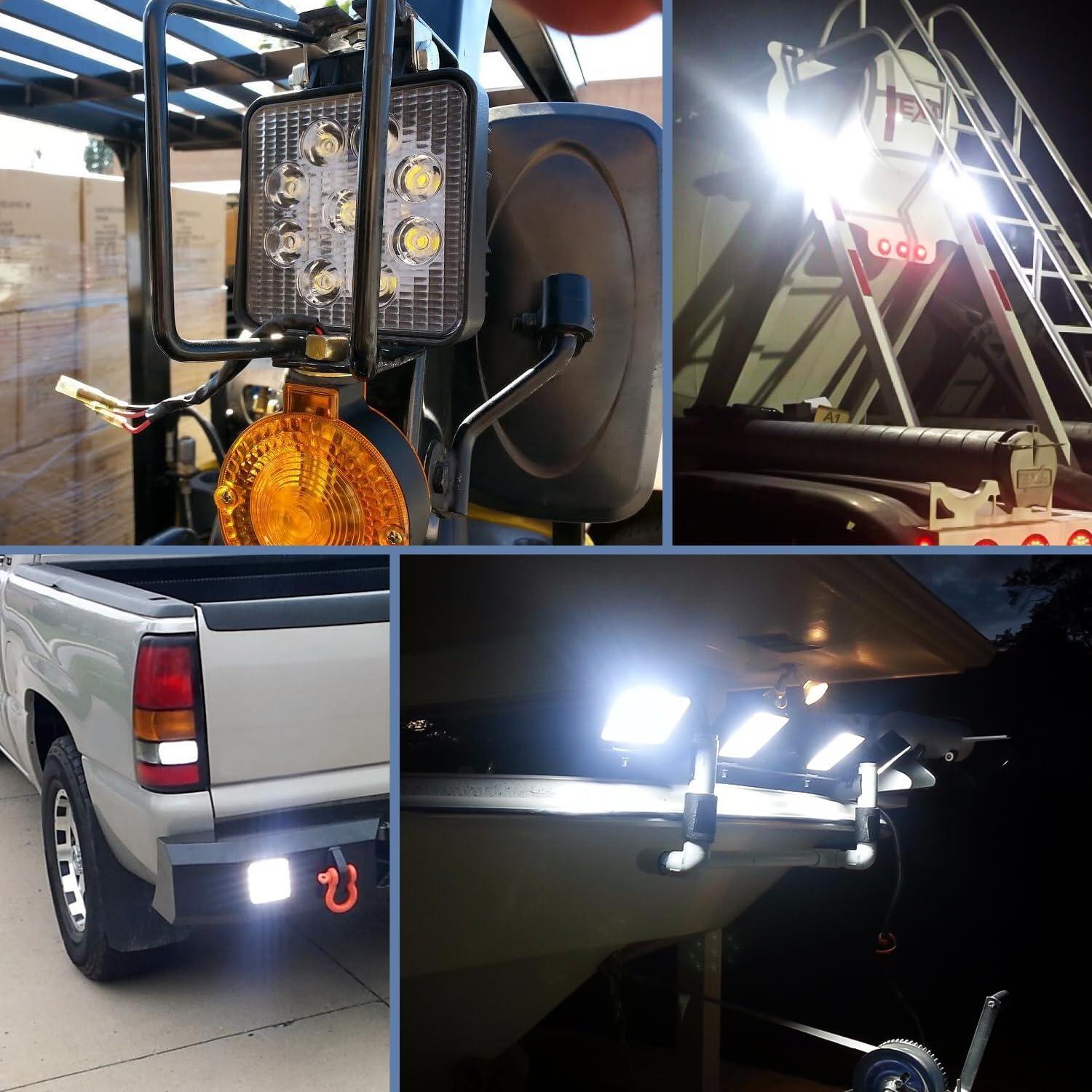 imageNilight 43 Inch Square Utility LED Work Light WIntegrated Toggle Switch 2PCS 60W 150 Flood Lamp for Offroad Heavy Equipment Vehicles Truck Tractor Golf Cart Boat ATV UTV2Pcs 27W Spot Lights