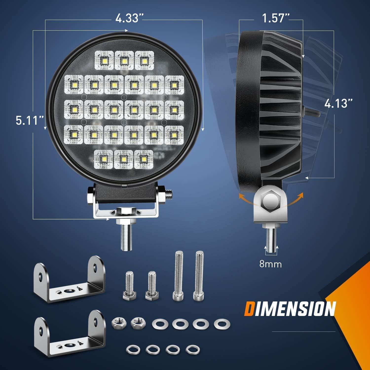 imageNilight 43 Inch Square Utility LED Work Light WIntegrated Toggle Switch 2PCS 60W 150 Flood Lamp for Offroad Heavy Equipment Vehicles Truck Tractor Golf Cart Boat ATV UTV2Pcs 24Led Flood Lights