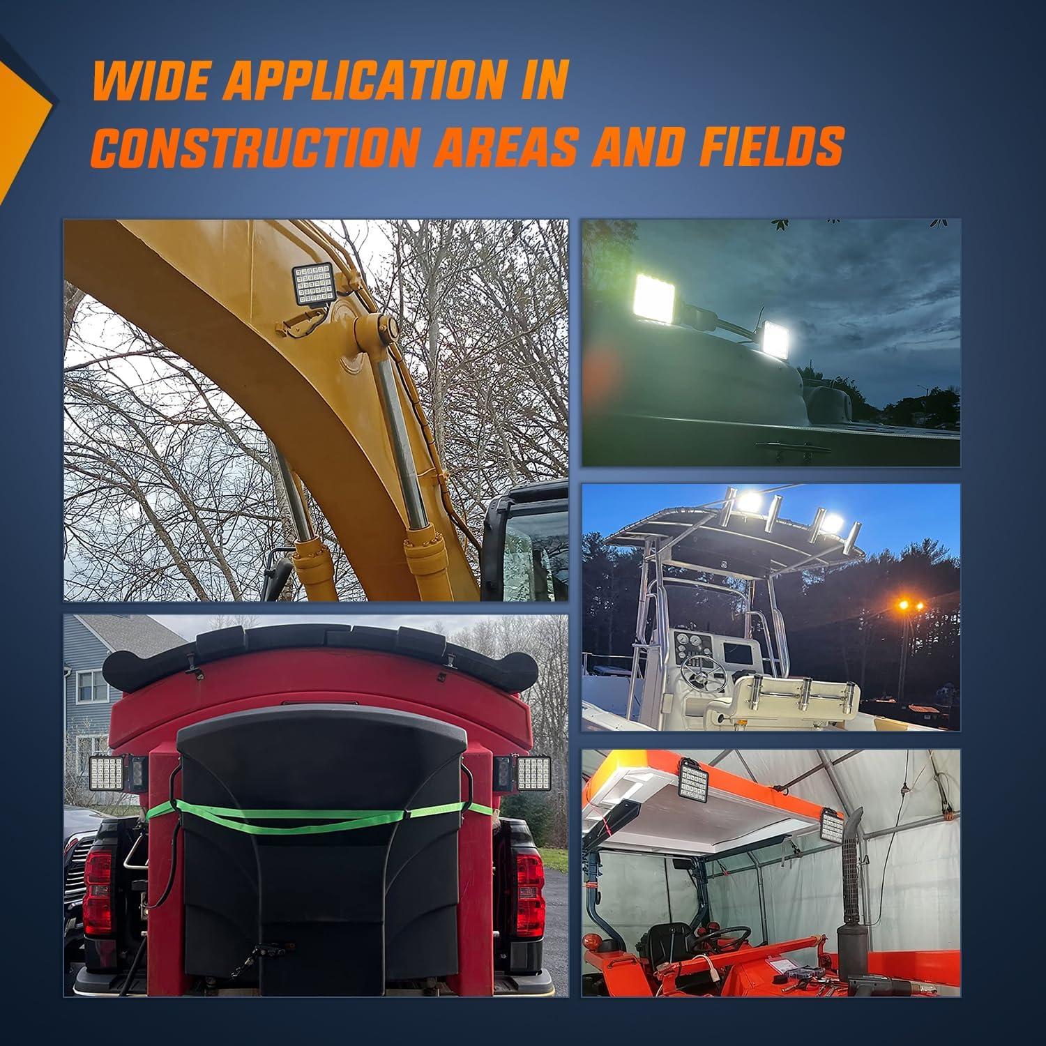 imageNilight 43 Inch Square Utility LED Work Light WIntegrated Toggle Switch 2PCS 60W 150 Flood Lamp for Offroad Heavy Equipment Vehicles Truck Tractor Golf Cart Boat ATV UTV2Pcs 30Led Flood Lights