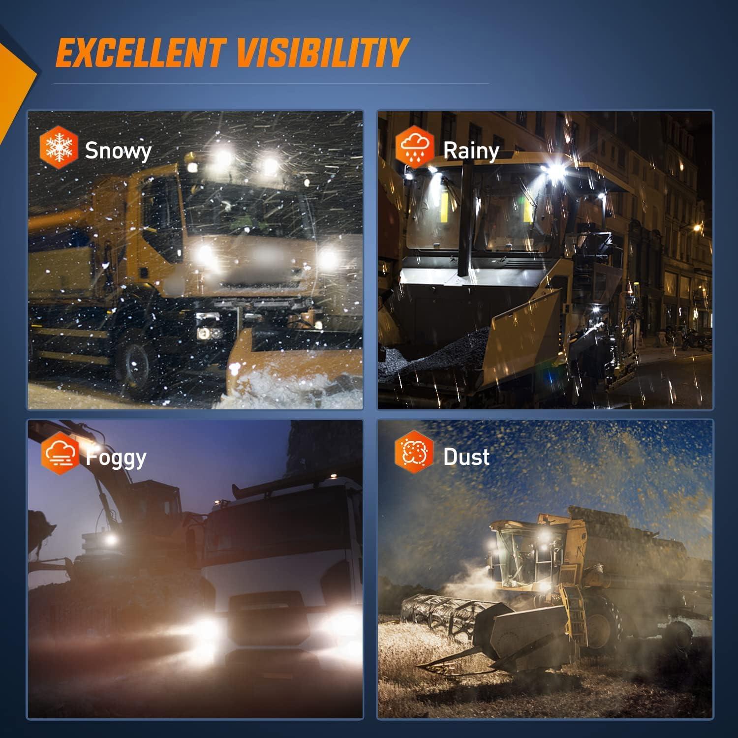 imageNilight 43 Inch Square Utility LED Work Light WIntegrated Toggle Switch 2PCS 60W 150 Flood Lamp for Offroad Heavy Equipment Vehicles Truck Tractor Golf Cart Boat ATV UTV2Pcs 18Led Flood Lights