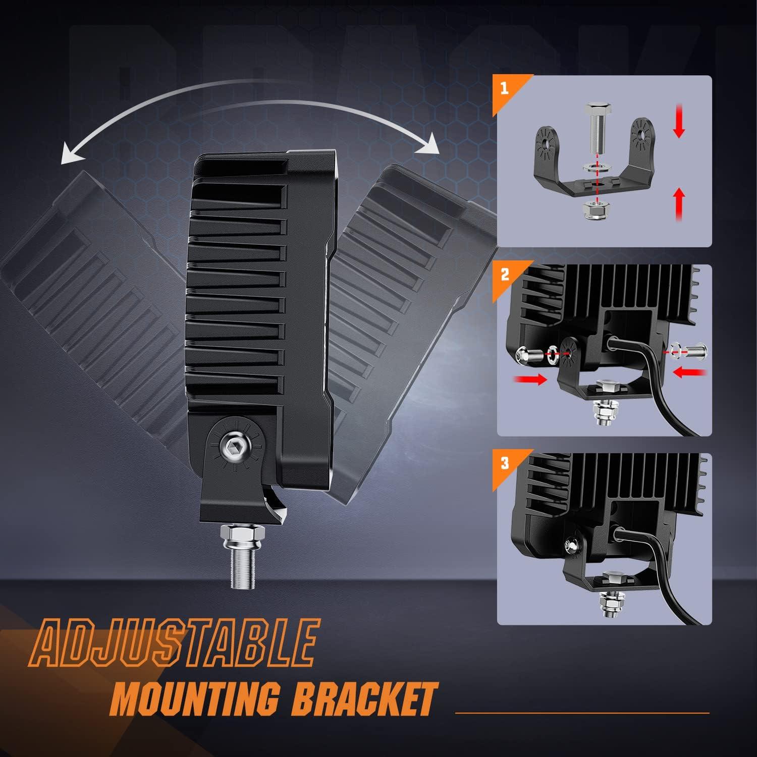 imageNilight 44Inch Led Pods 2PCS 48W 4780LM Work Lights Builtin EMC 90 Flood Beam Angle for Offroad Lights Side Light Rear BackUp Light for Tractor Truck Motorcycle Boat ATV UTV2Pcs 44Inch Led Pods Square