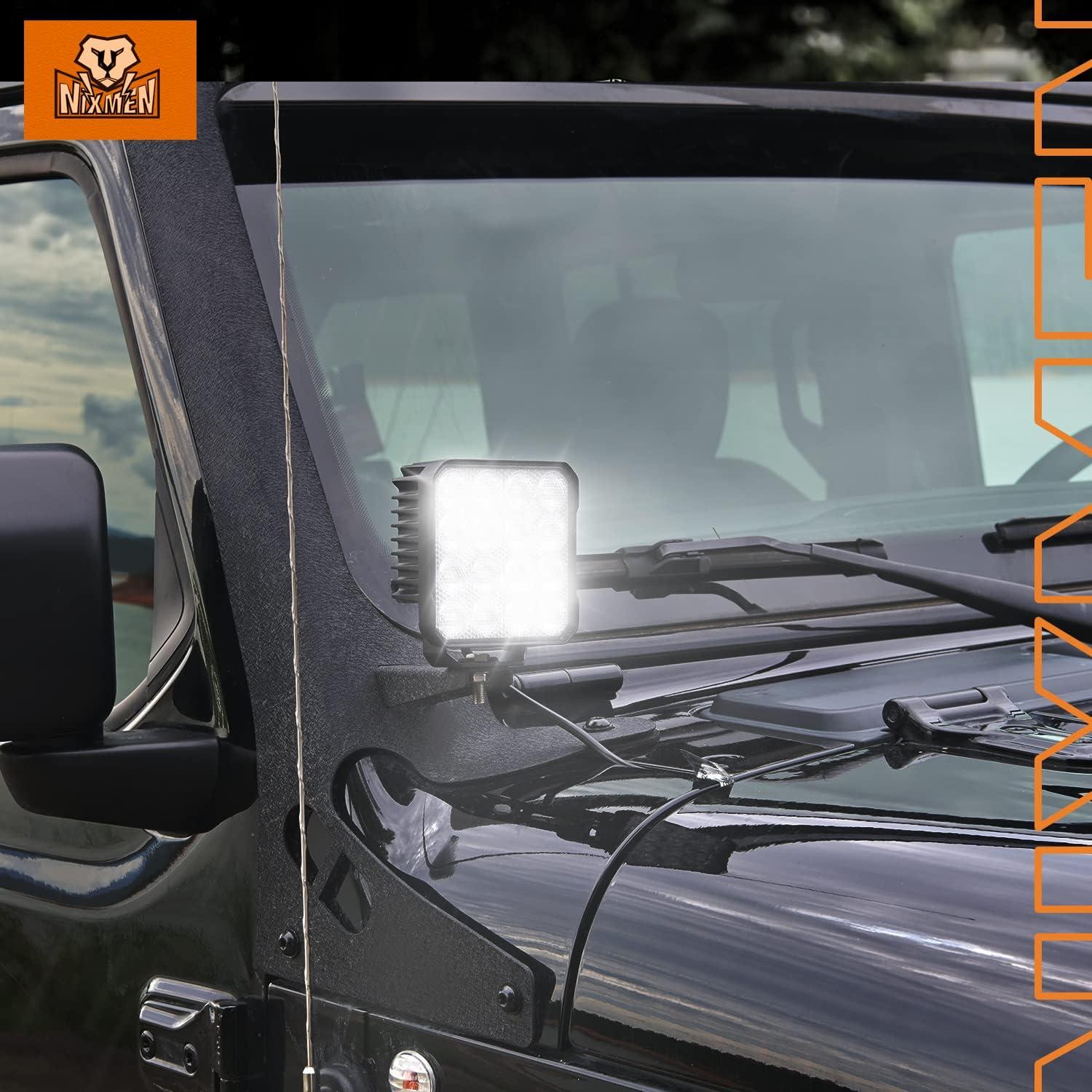 imageNilight 44Inch Led Pods 2PCS 48W 4780LM Work Lights Builtin EMC 90 Flood Beam Angle for Offroad Lights Side Light Rear BackUp Light for Tractor Truck Motorcycle Boat ATV UTV2Pcs 44Inch Led Pods Square