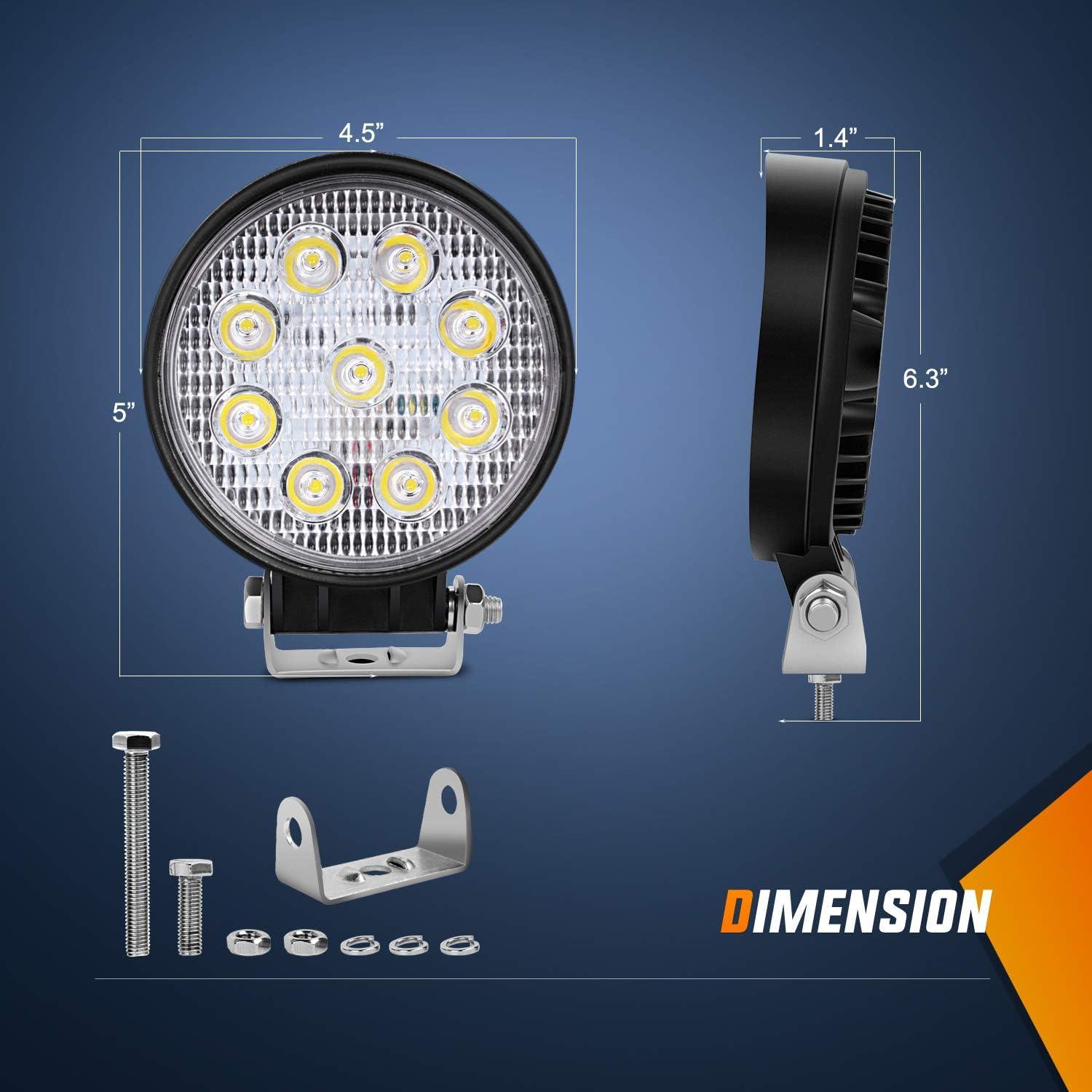 imageNilight 45 Inch Round 27W Spot LED Work Light Fog Light Waterproof Offroad Driving Led light for Jeep SUV Boat Truck ATV Car 2 year Warranty 10 pack 15015SE10 pack