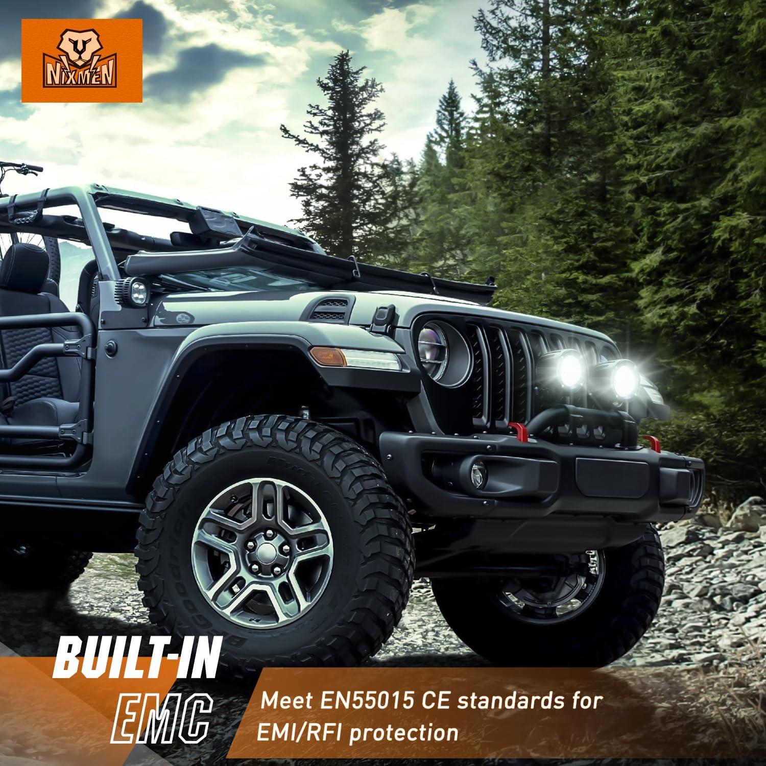 imageNilight LED Light Pods 2 PCS 3quot Flood Round Offroad Fog Driving Auxiliary Lights 1080LM Builtin EMC w18AWG DT Wiring Harness Kit for Motorcycle SUV ATV Truck BoatWhite Led Pods 2Pcs Wiring Harness