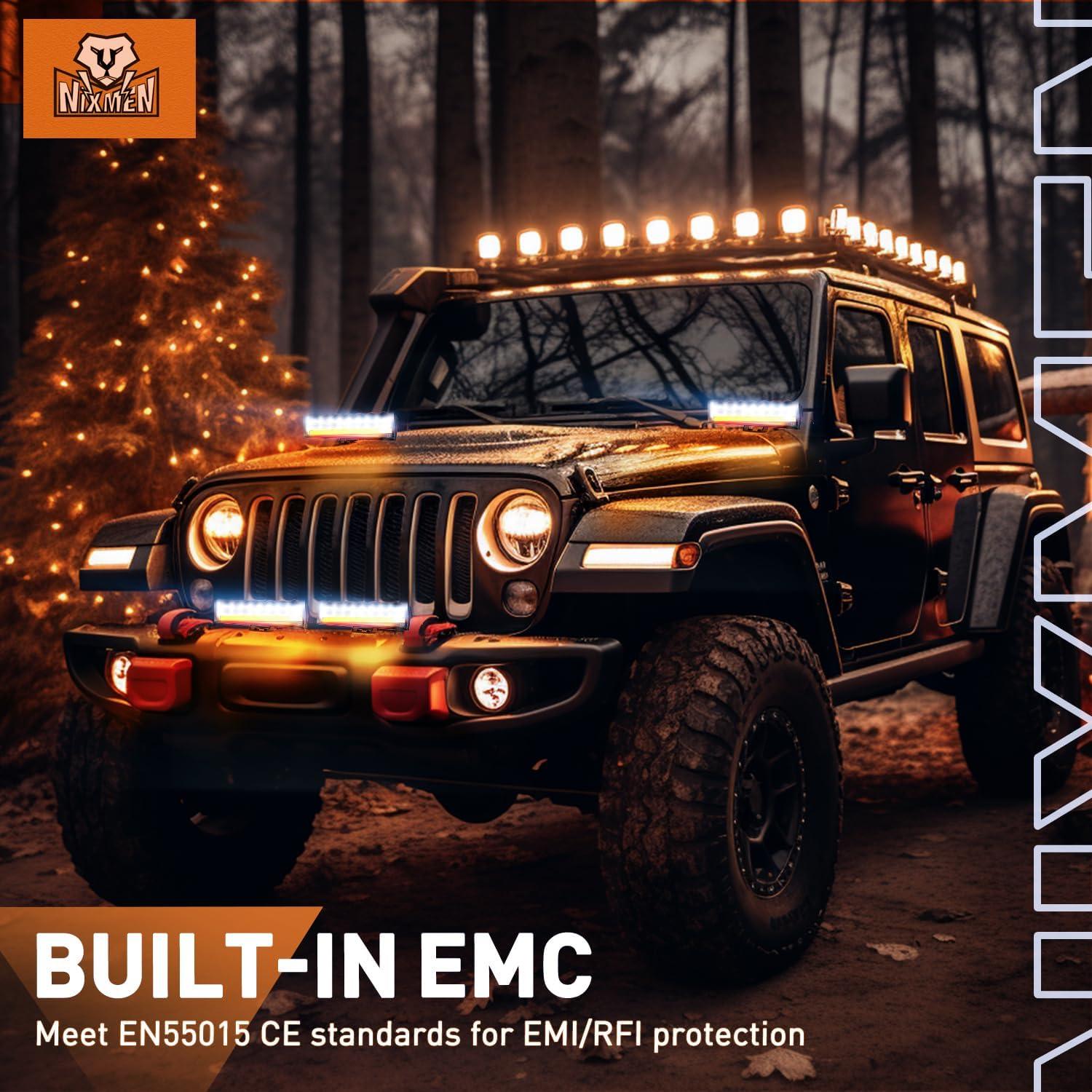 imageNilight LED Light Pods 65 Inch 2 PCS 30W 3250LM Spot Fog w 16AWG Wiring Kit for Driving Bumper Reverse Auxiliary Lights on Truck ATV UTV Jeep65 Inch sideshooter light w amber DRL