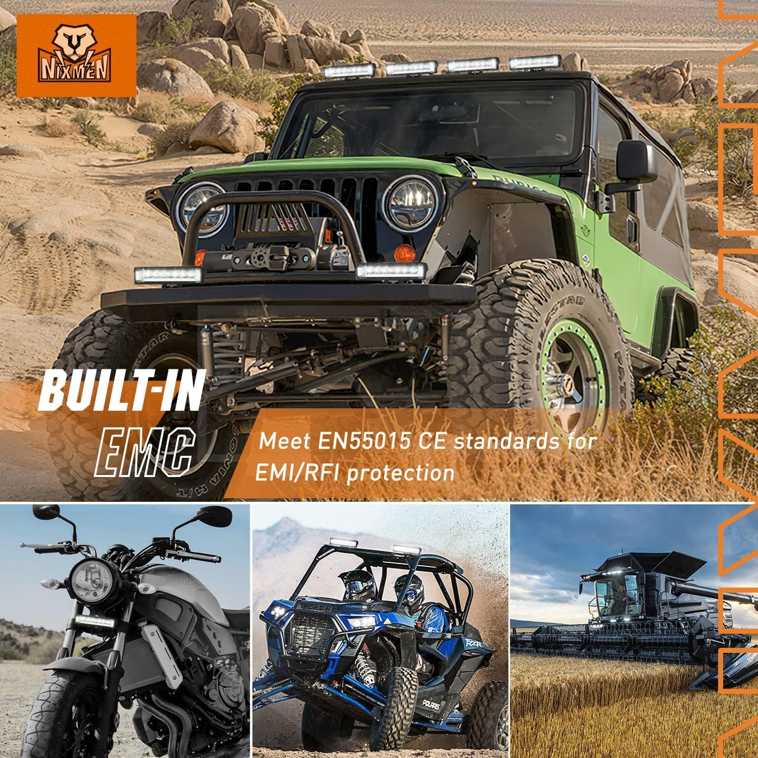 imageNilight LED Light Pods 65 Inch 2 PCS 30W 3250LM Spot Fog w 16AWG Wiring Kit for Driving Bumper Reverse Auxiliary Lights on Truck ATV UTV Jeep65 Inch sideshooter light w white DRL