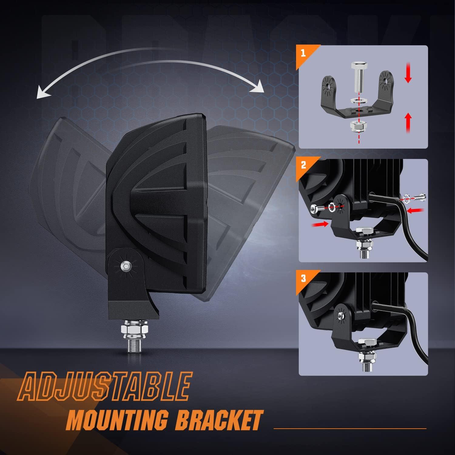 imageNilight LED Pod Lights with Amber DRL 4 Inch 30 W Hexagon Offroad Driving 2600 LM Super Spot Light 16 AWG Wiring Harness Kit for LED Auxiliary Work Lights for Truck UTV ATV SUV 4x44 Inch Pod Lights with White DRL