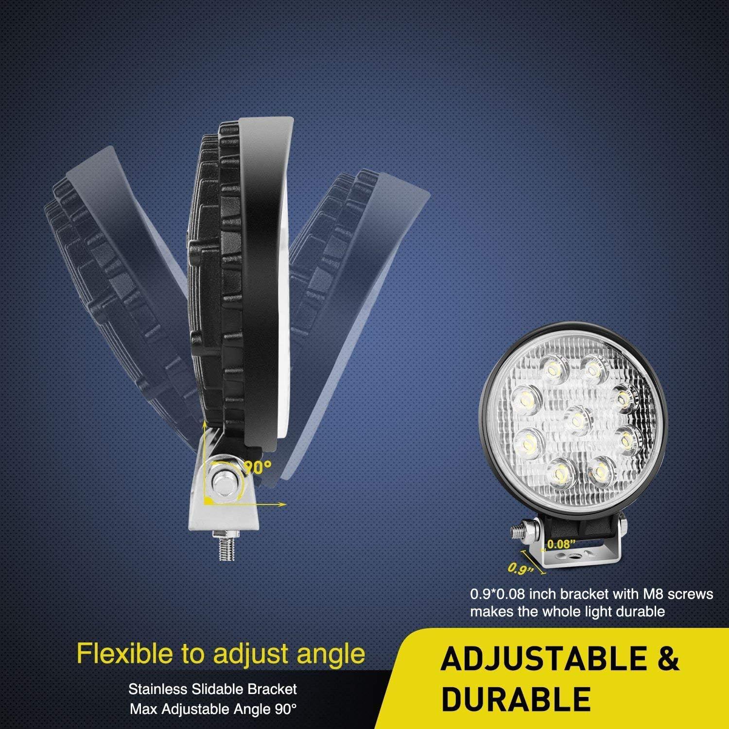 imageNilight LED Pods 10Pcs 45Inch 27W Round Flood Light Off Road Lights Fog Lights Off Road Driving Lights Roof LED Light Bar Work Light for Motorcycles ATV UTV SUV Truck Boat