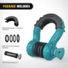 imageNilight 34quot D Ring Shackle with Towing Pulley 2 Pack 475 Ton 9500 Lbs 78quot Pin Heavy Duty Off Road Recovery Shackle with Isolators Washer Kit for Jeep Truck Tractor Vehicle ATV UTV GreenTeal