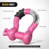 imageNilight 34quot D Ring Shackle with Towing Pulley 2 Pack 475 Ton 9500 Lbs 78quot Pin Heavy Duty Off Road Recovery Shackle with Isolators Washer Kit for Jeep Truck Tractor Vehicle ATV UTV GreenPink