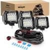 imageNilight  ZH416 4PCS 4Inch 60W Triple Row Flood Spot Combo 6000LM LED Pods Light Bar Driving Boat Led Off Road Lights with 16AWG Wiring Harness4 Leads