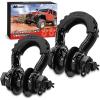 imageNilight 34quot D Ring Shackle with Towing Pulley 2 Pack 475 Ton 9500 Lbs 78quot Pin Heavy Duty Off Road Recovery Shackle with Isolators Washer Kit for Jeep Truck Tractor Vehicle ATV UTV GreenBlack wTowing Pulley