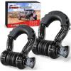imageNilight 34quot D Ring Shackle with Towing Pulley 2 Pack 475 Ton 9500 Lbs 78quot Pin Heavy Duty Off Road Recovery Shackle with Isolators Washer Kit for Jeep Truck Tractor Vehicle ATV UTV GreenBlack